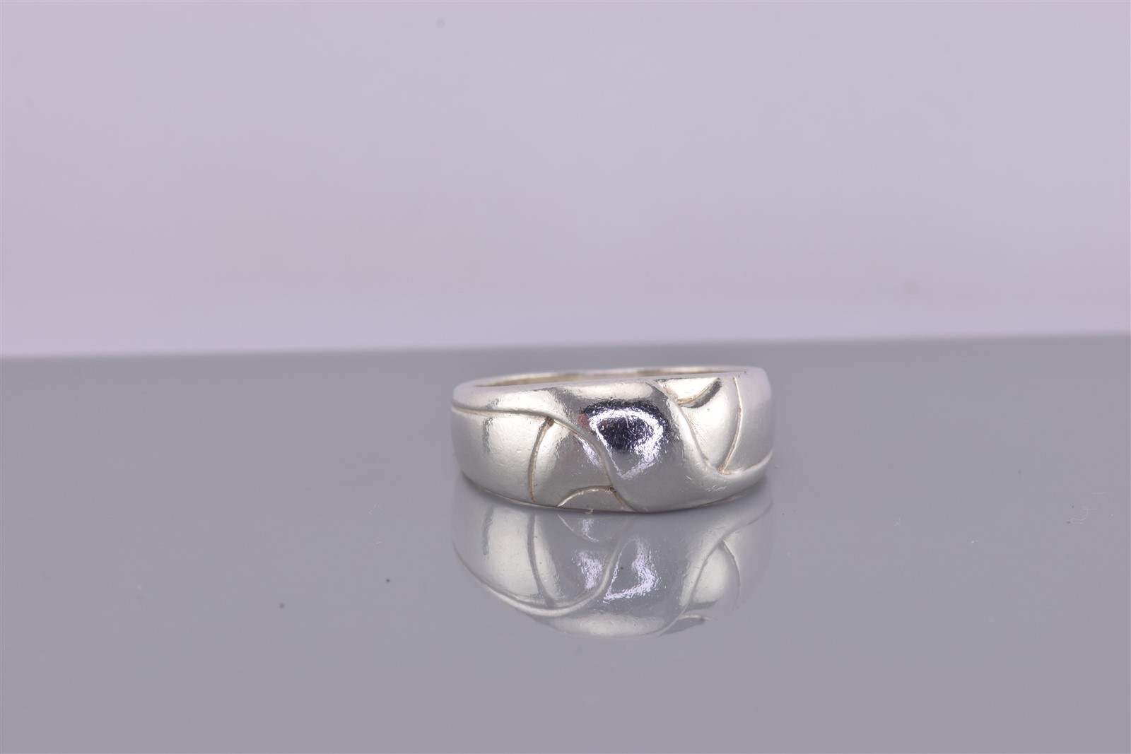 CMI Sterling Silver Flat Fold Over Carved Swirl Dome Band Ring 925 Sz: 8