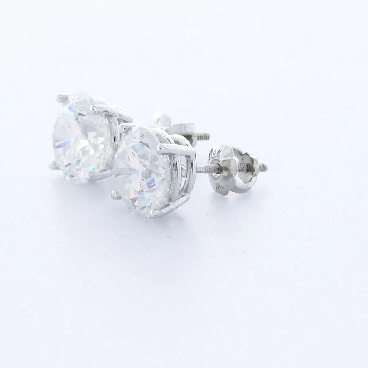 Stud Earrings Classic Solid 14K White Gold 3.21 Carat Round Natural Diamond D I1