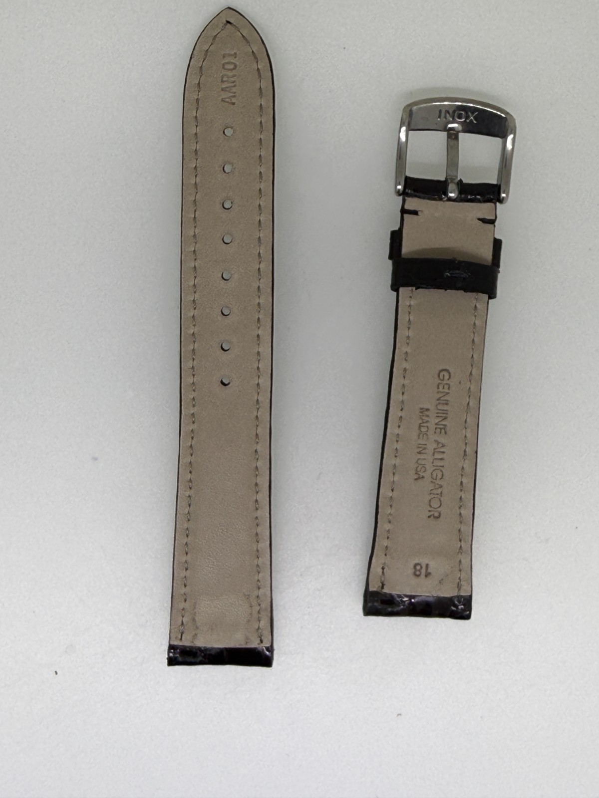 Hadley Roma black glossy Alligator watch band strap 18MM x 16MM