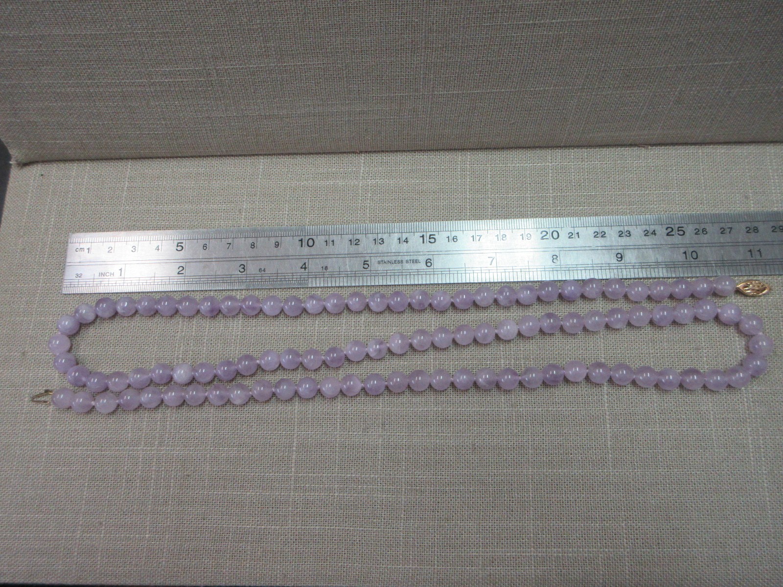 34″ 14k Yellow Gold Fishhook Clasp 8mm+ Amethyst Beads Necklace 72 Grams