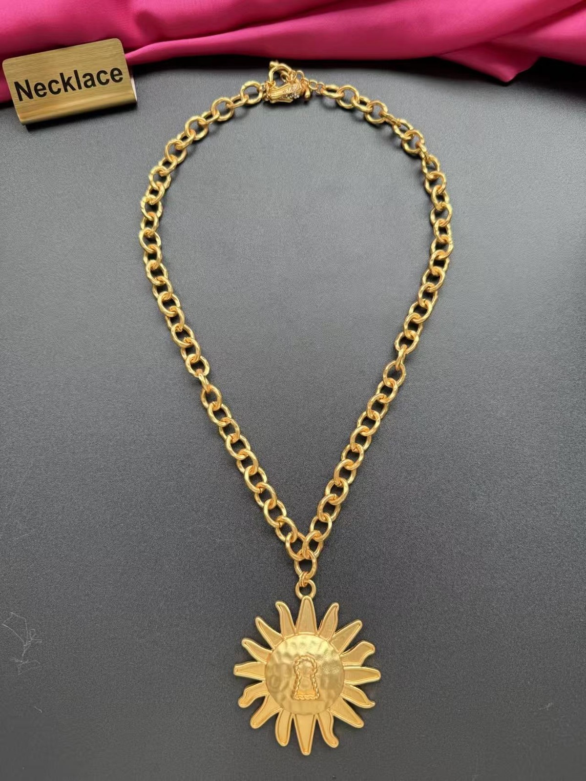 Fashion Charm Sunflower Gold Tone Necklace Sweater Chain