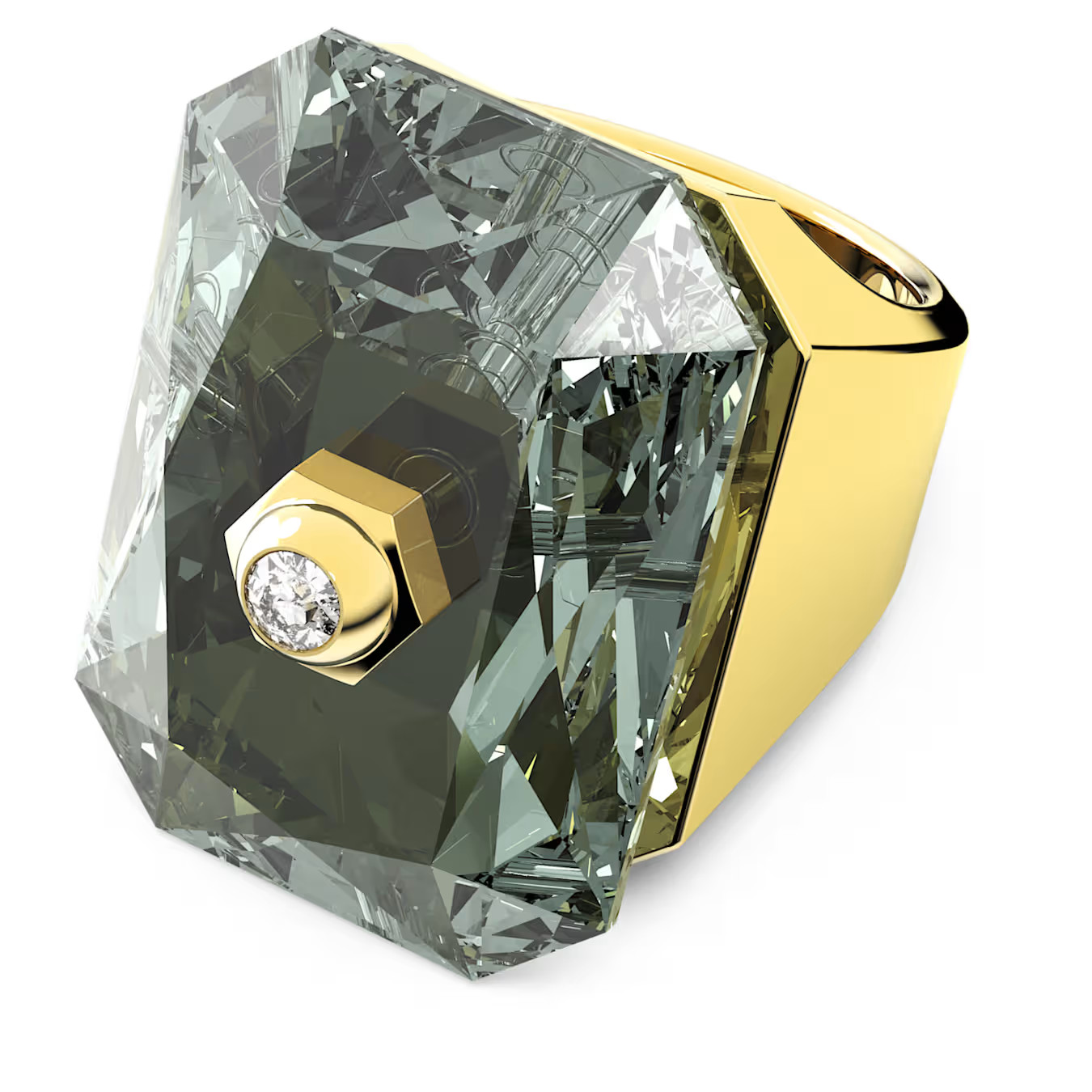 SWAROVSKI BNIB Numina ring Octagon cut, Grey Gold-tone Size 52 & Gift Bag £195