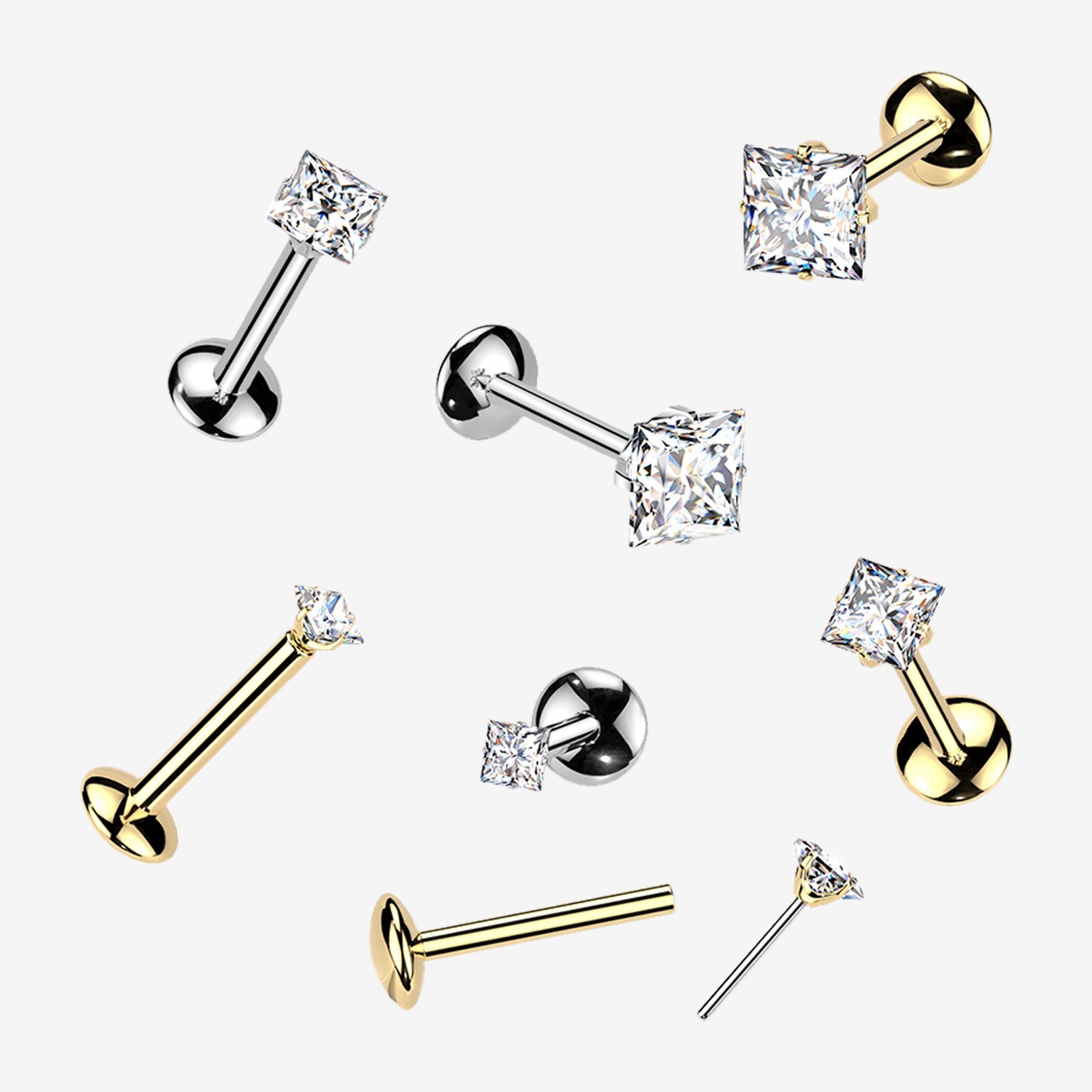 Implant Grade Titanium OneFit Threadless Moissanite Diamante Sparkle Labret