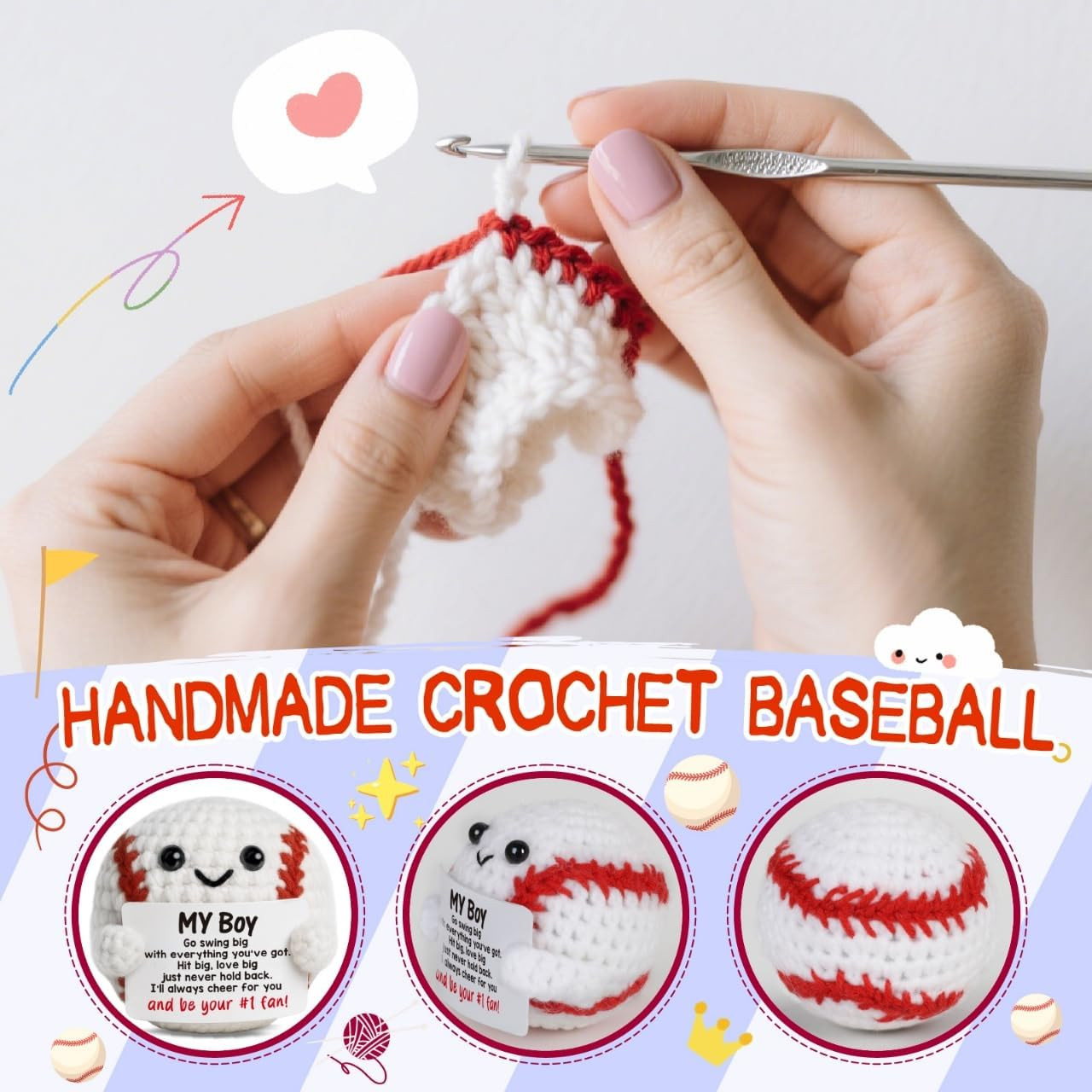 Crochet Baseball Gifts for Boys Son Back to School | Back to School Inspirationa