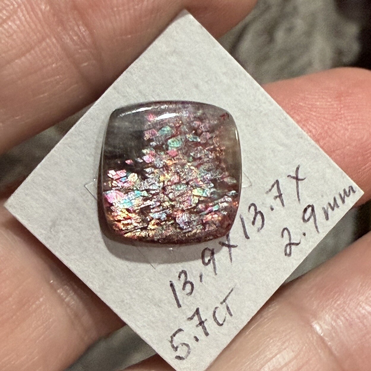 5.7ct 13.9×13.7×2.9mm Gemmy Rare Latice Black Moon Sunstone Cabochon Loose Gem
