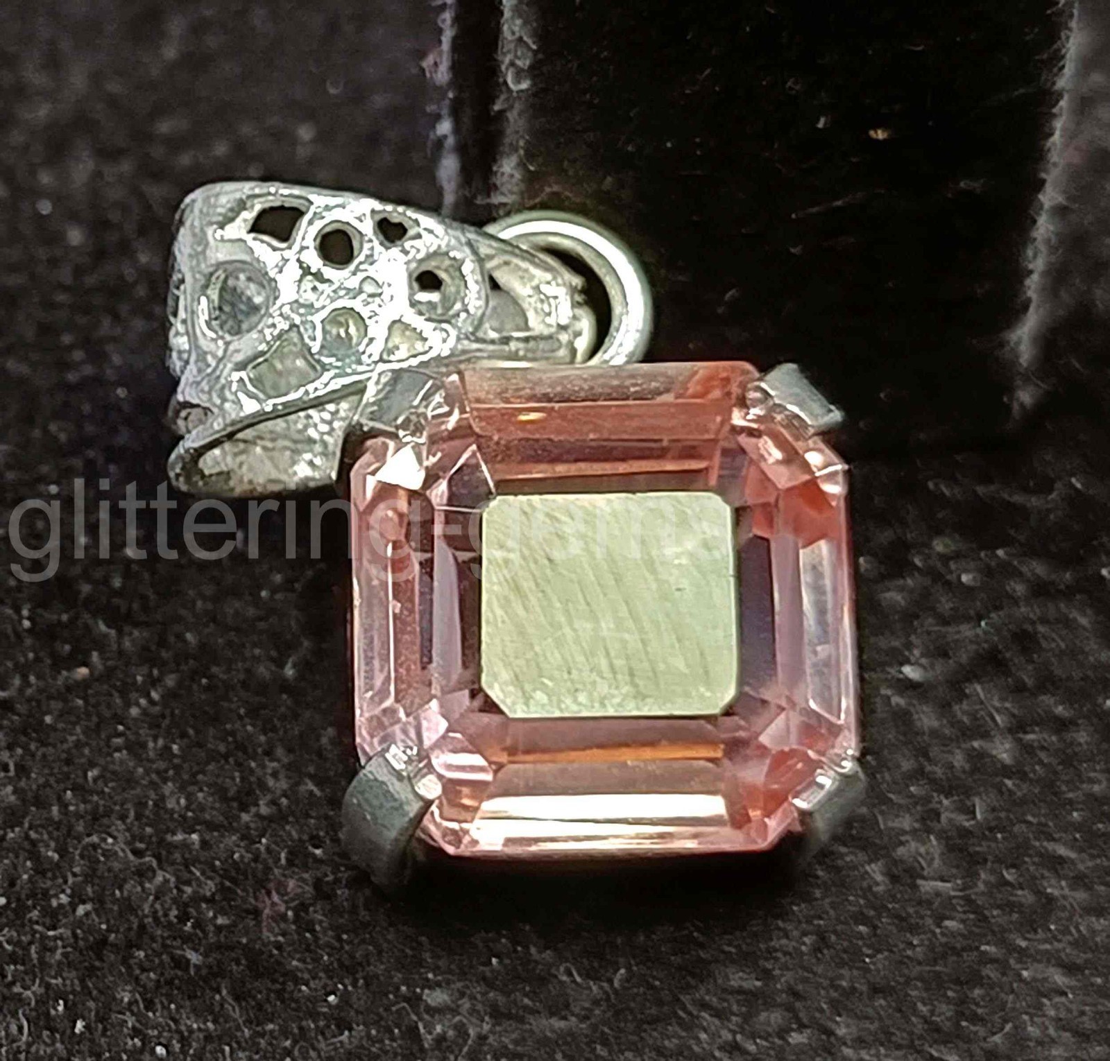 Natural Peach Sapphire 24 Carat IGL Emerald Shape 925 Solid Pendant IGL GemS D25