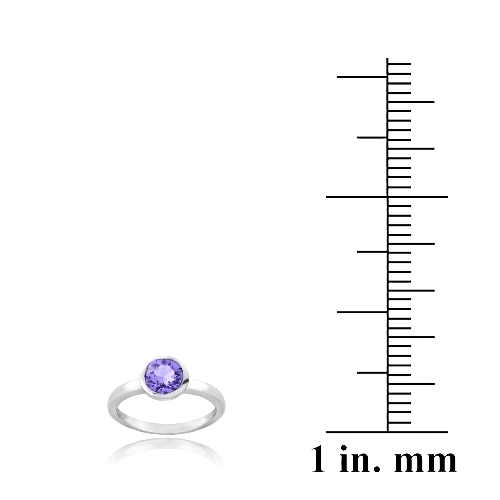 925 Silver Violet Round Solitaire Ring Made with European Crystals