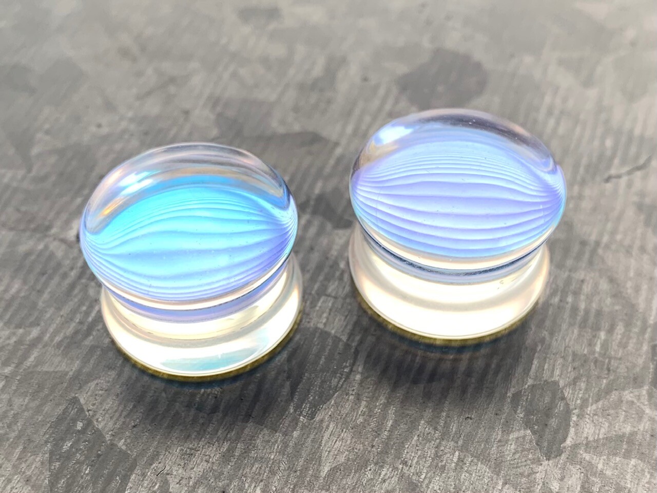 PAIR Iridescent Glass Double Flare Plugs Gauges Body Jewelry