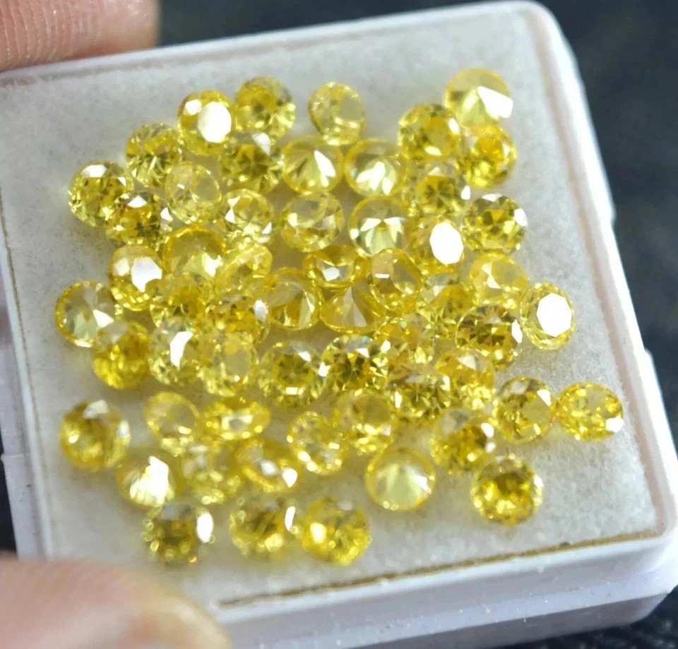 Natural Yellow Sapphire 4 mm Cut Round 100 Piece Certified Loose Gemstone Lot