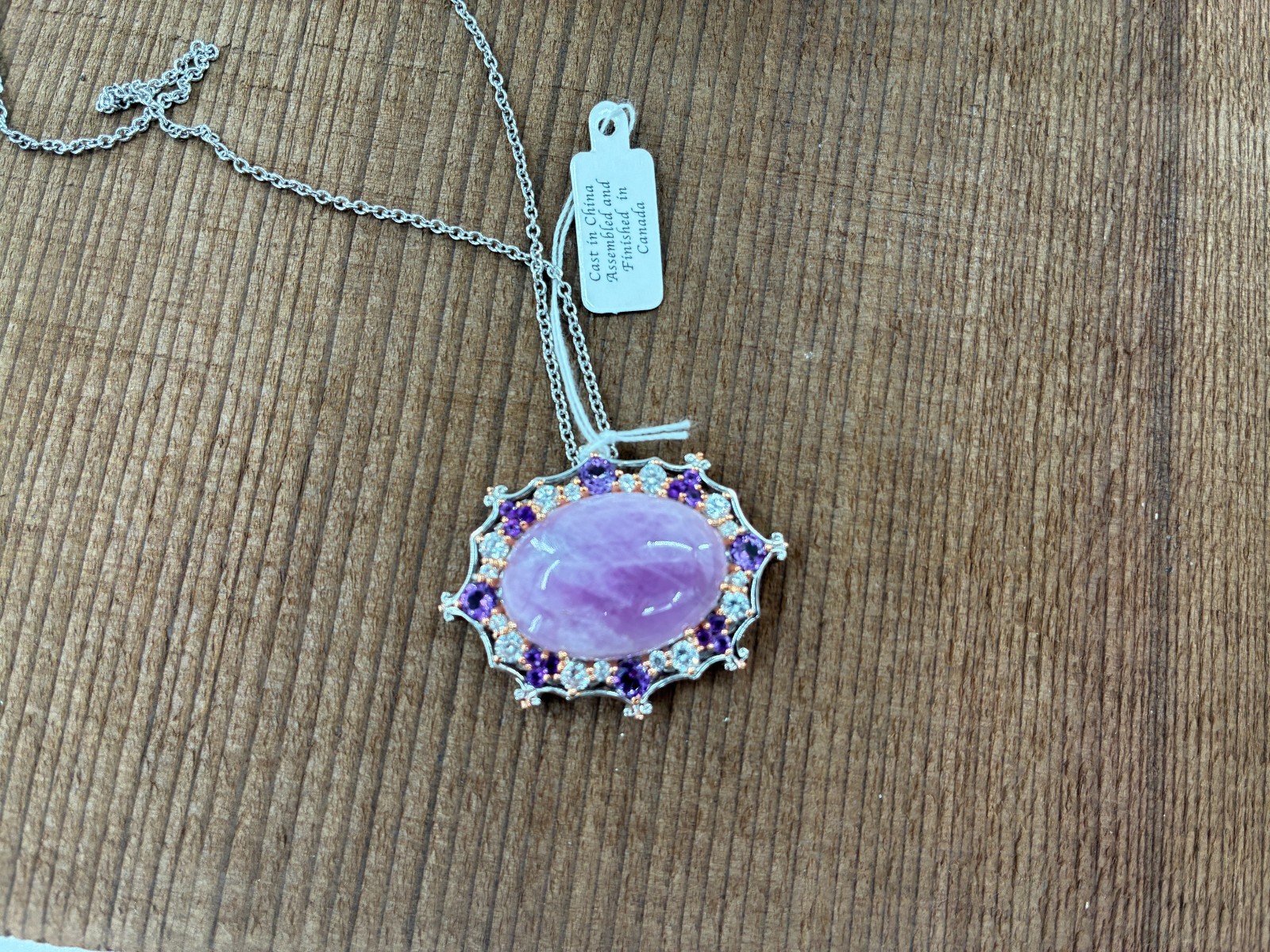 Michael Valitutti Gems en Vogue Kunzite Amethyst Silver Palladium Necklace HN925