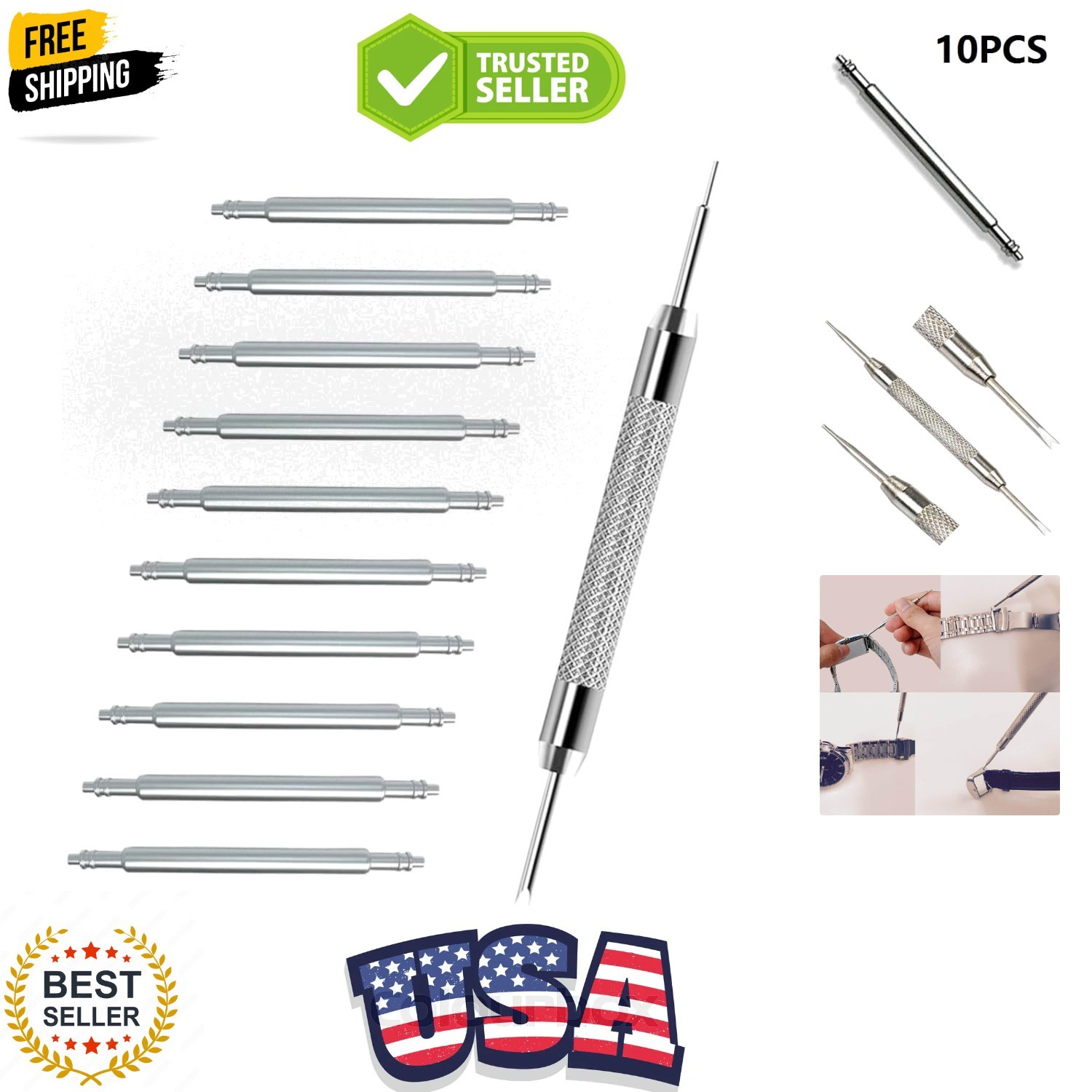 20mm Spring Bar Pins Stainless Steel Watch Pins for Attaching Watch Band to W…