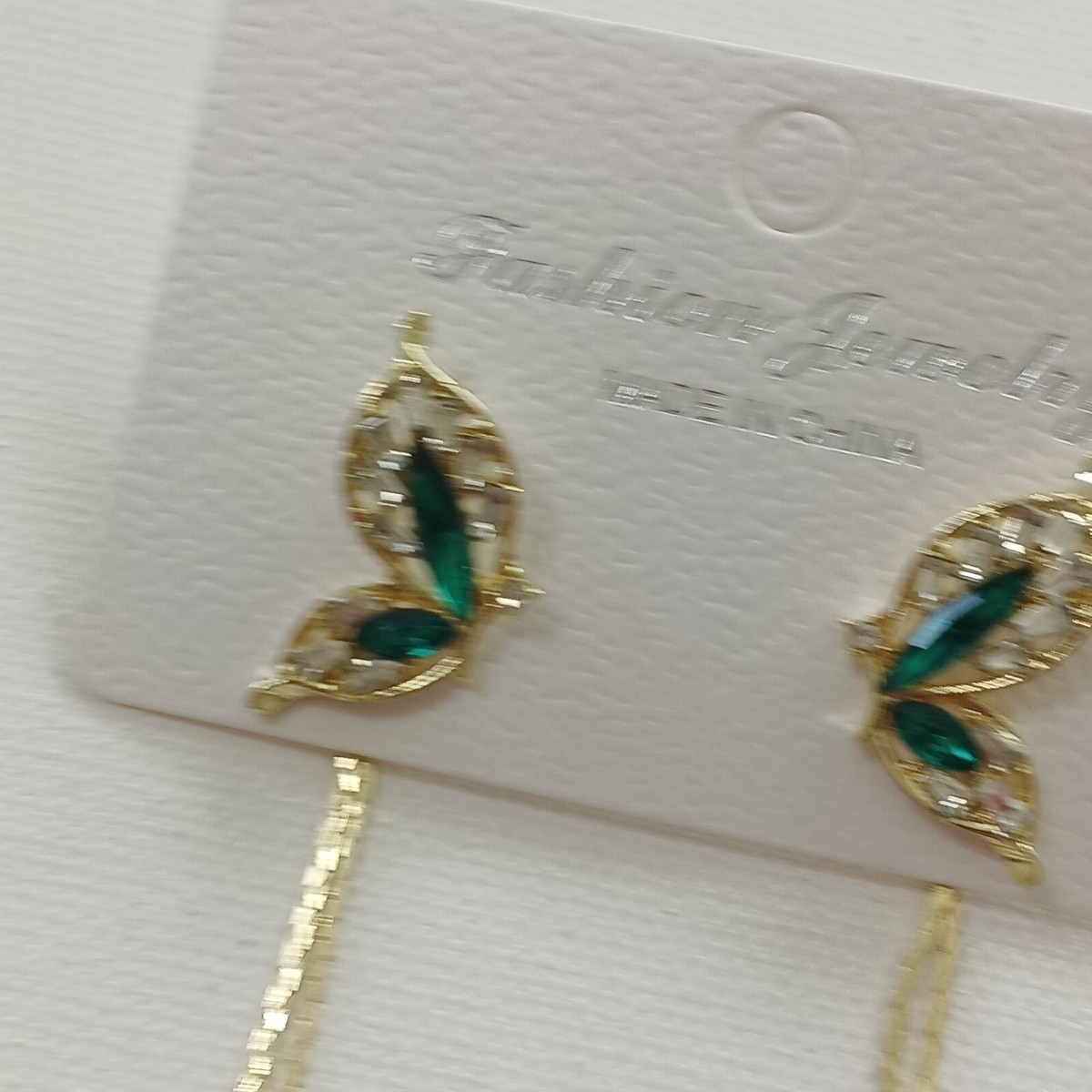 Butterfly Crystal Rhinestone Stud Earrings Dangle Brass Plated One Size