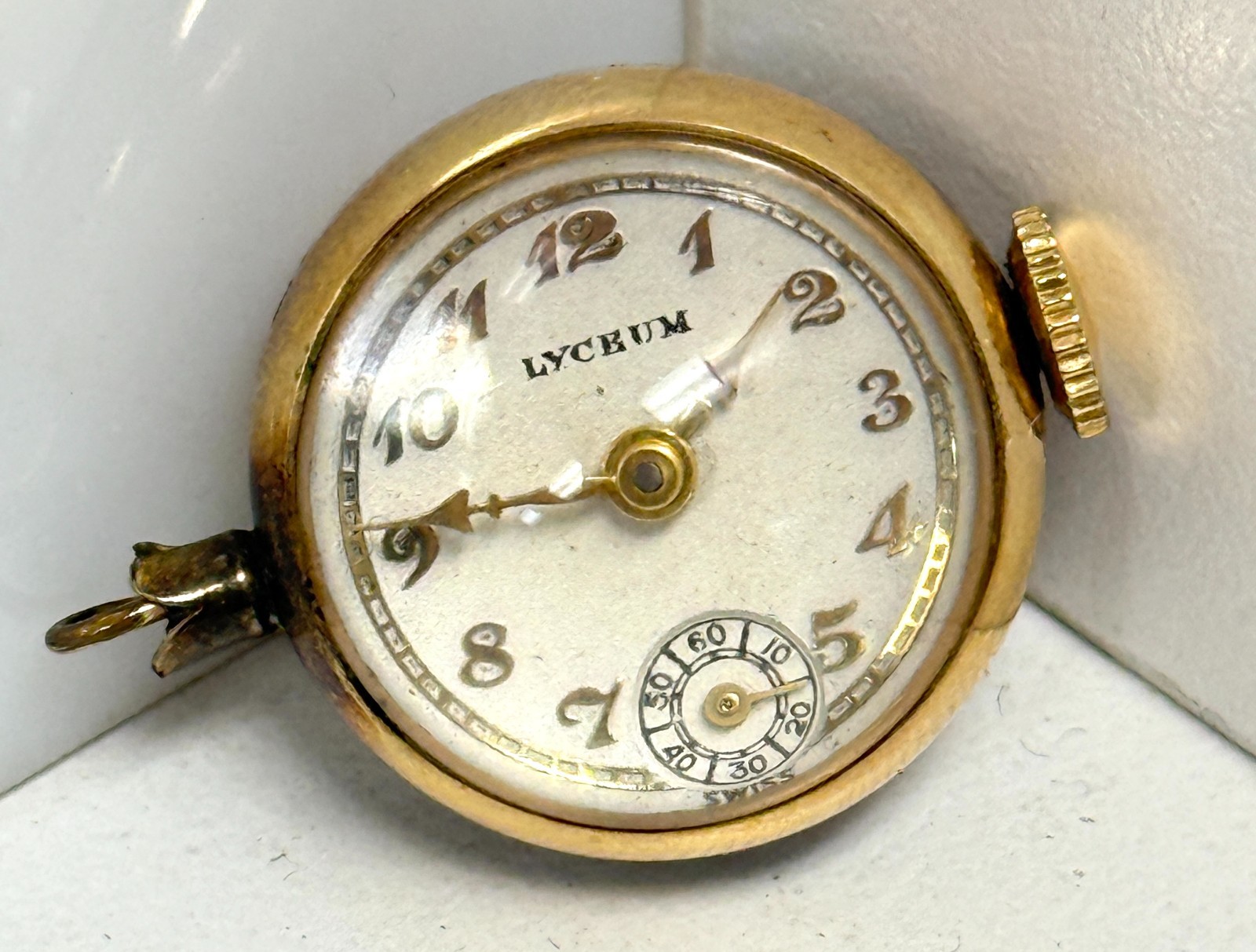 Vintage Lyceum Swiss 7 Jewel Mechanical Ball Orb Pendant Watch Exhibition Runs