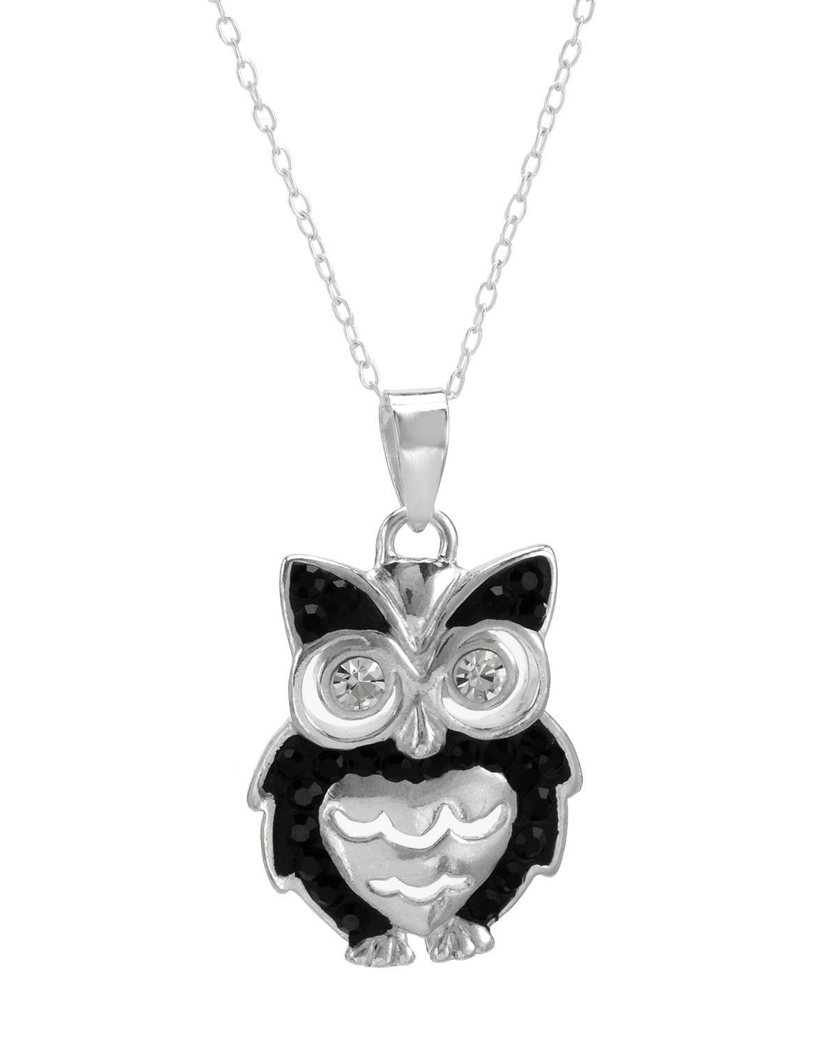 Lovely Owel Necklace With Genuine Crystal in 925 Sterling silver