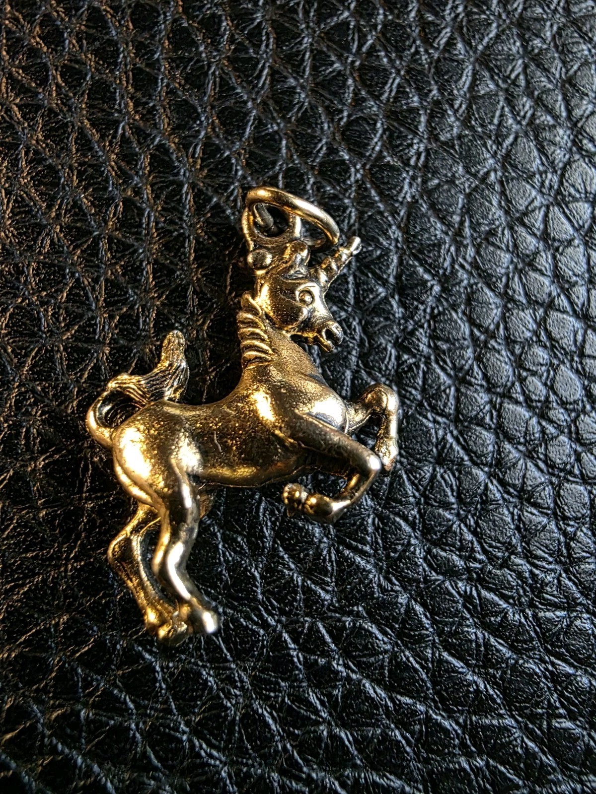 Vintage Unicorn Charm Kinney Gold Tone Pendant 3/4″