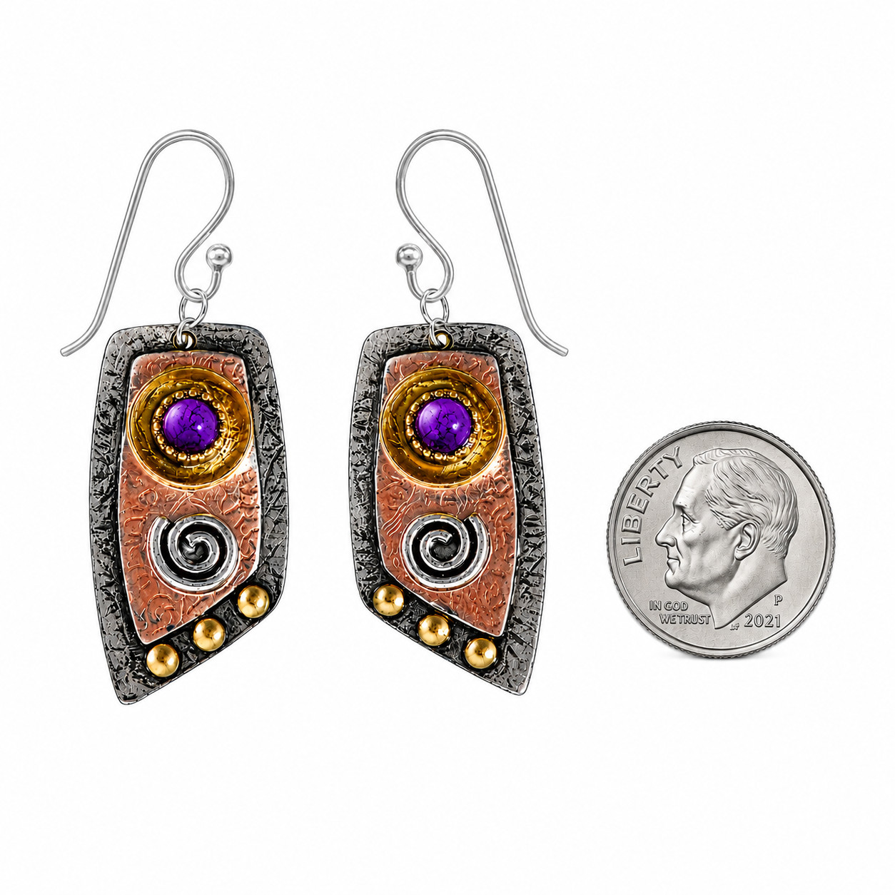 Boho Style Irregular Shaped Earrings-Gold Plated SOLID 925 Sterling Silver Wires