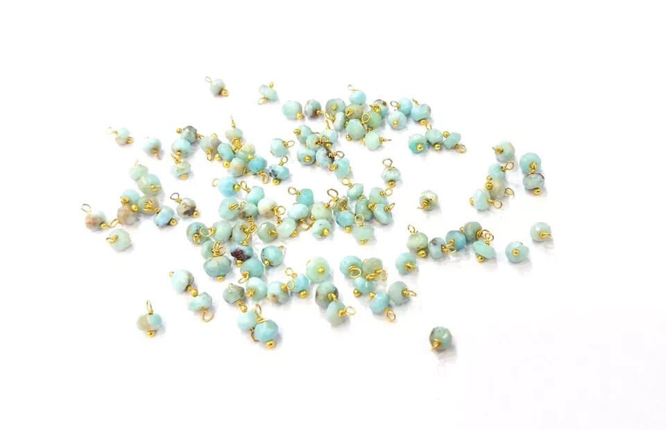 Natural Larimar Rondelle Faceted 3-3.5mm Larimar Jewellery Making Beads 25 Pecs