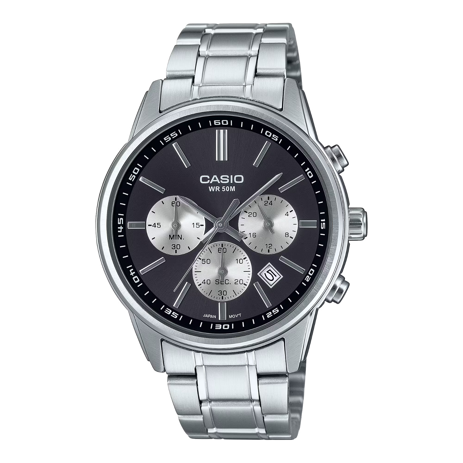 c asio MTP-E515D-1AV Mens Quartz Chronograph Stainless Steel Watch 41 mm