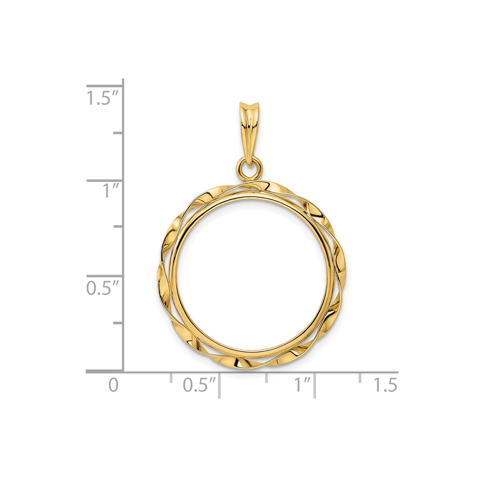 $5 Liberty Head Half Eagle Coin Bezel 21mm Twisted Ribbon Prong 14k Yellow Gold