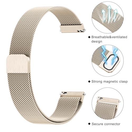 18mm Metal Bands for Garmin Venu 3S / Venu 4 41mm / Venu 2S / Champagne Gold