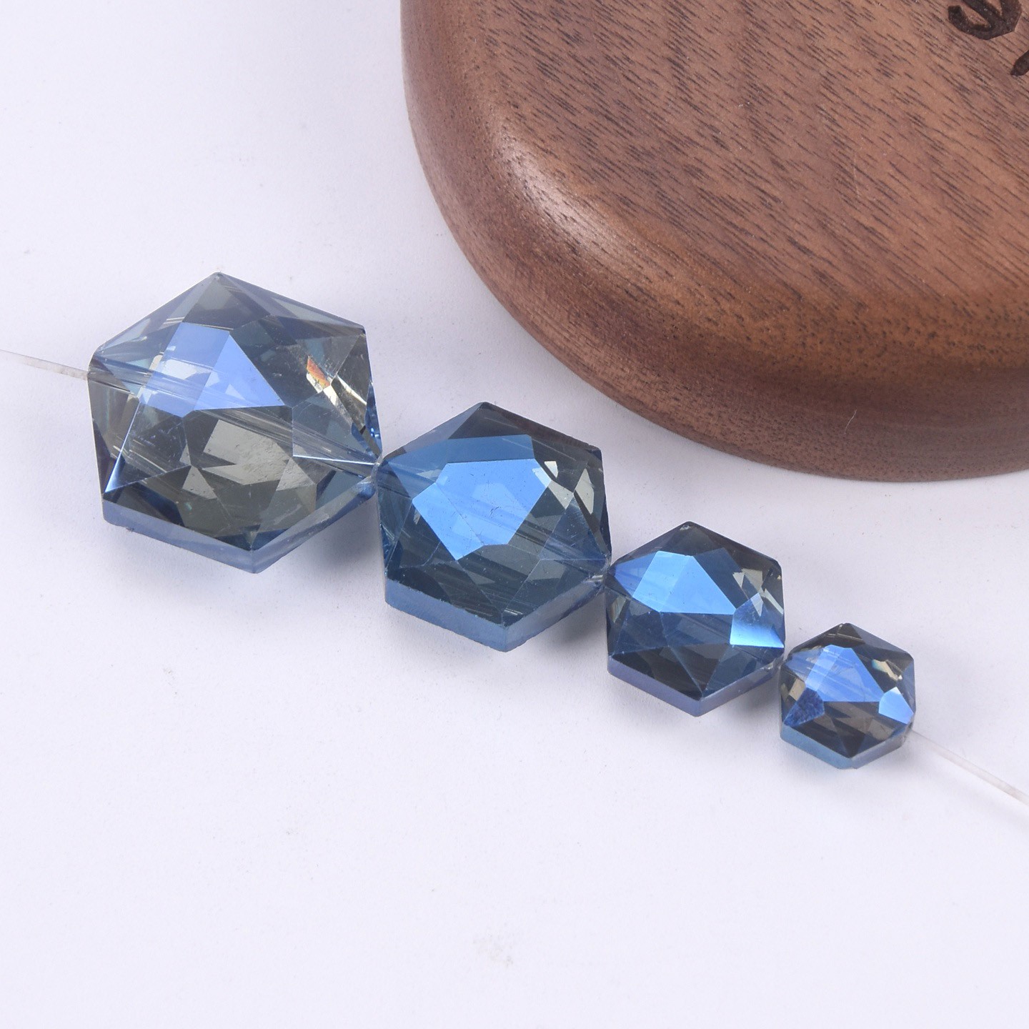 10pcs Hexagon 12mm 16mm 20mm 22mm Faceted Crystal Glass Loose Beads DIY Jewelry