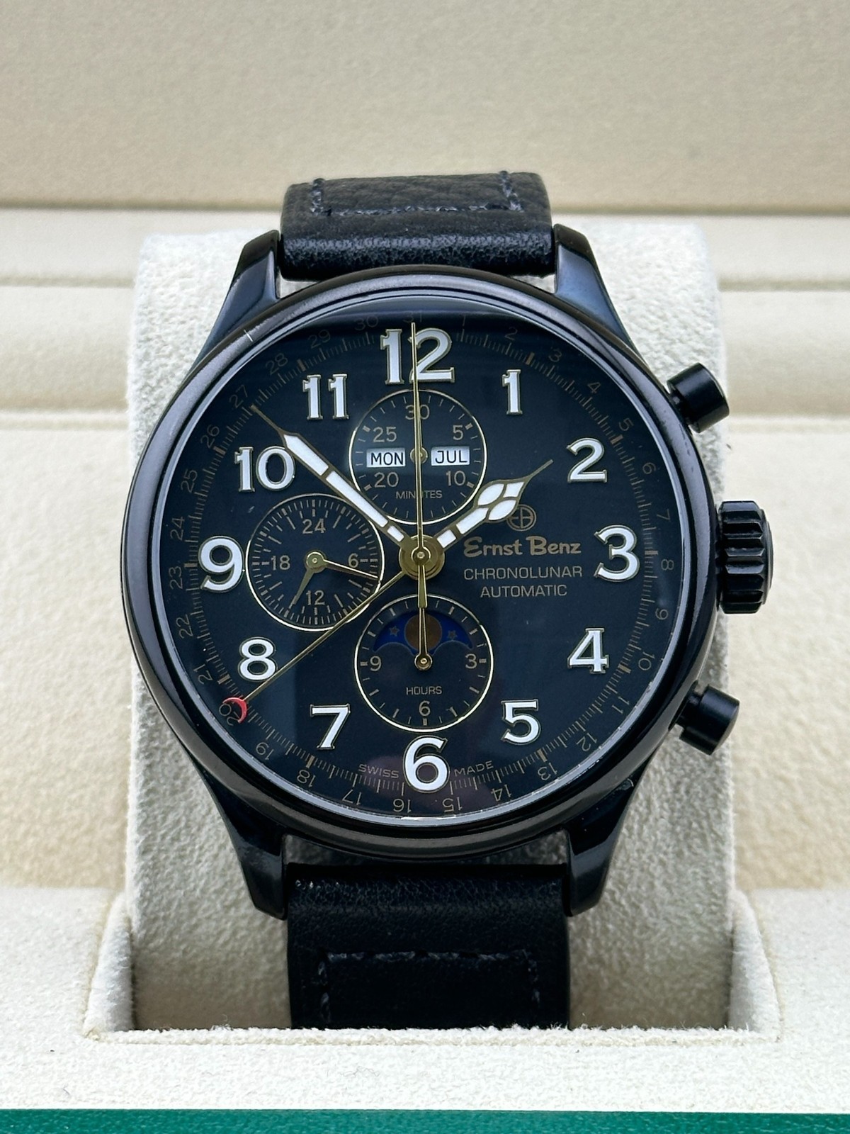 Ernst Benz Chronolunar, GC10300-DLC, 47mm Automatic Men’s Watch- Box and Papers