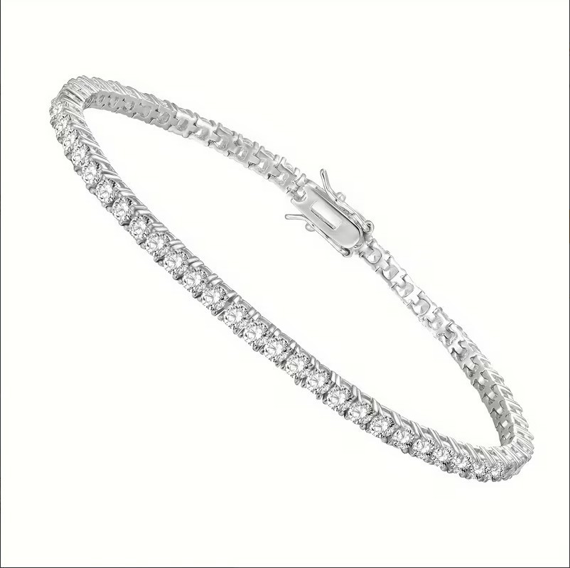 Women’s Tennis Bracelet Christmas Gift Lab Grown Diamond 14K Solid White Gold