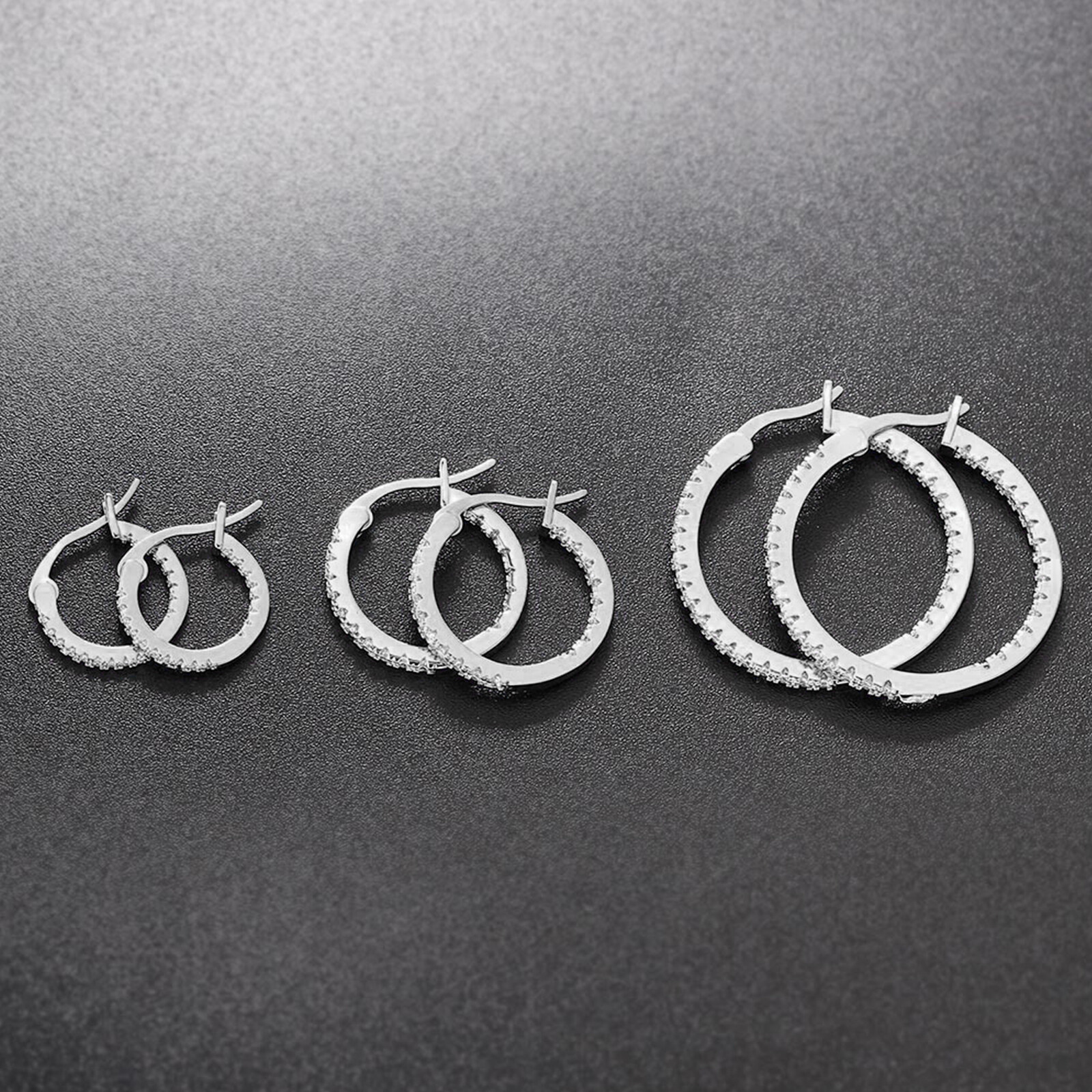 Delicate Women Earrings Jewelry Stainless Steel Huggie Hoop CZ Ear Studs 15-30MM