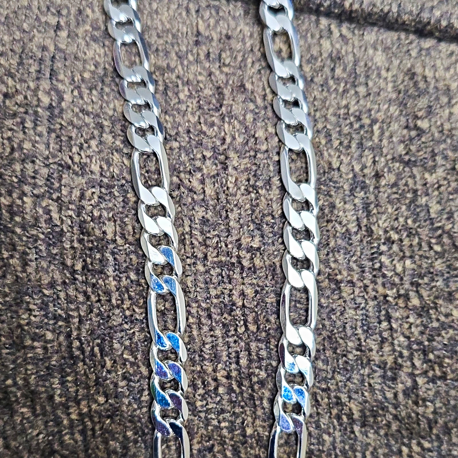 Stamped 925 Figaro Chain Necklace 24in 8mm