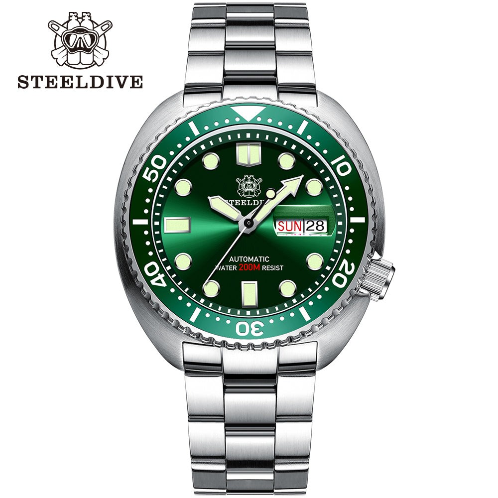 STEELDIVE SD1972 Mens 45mm 200M Automatic Dive Watch NH36 Steel Day