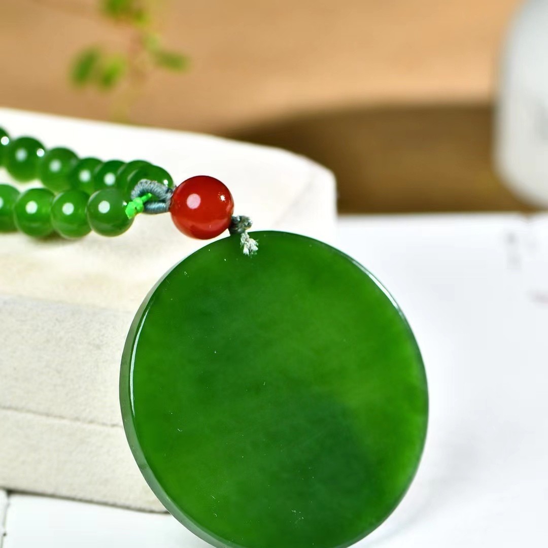 Premium Hetian Biyu Rich Oily Luster Plaque Necklace Heavy 114g Express Ship