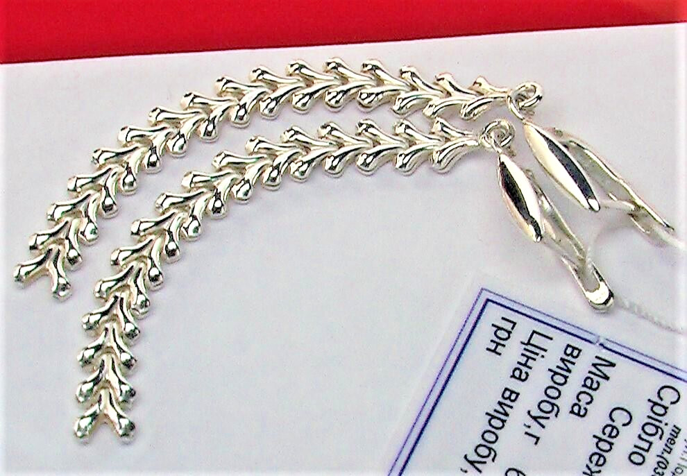 Women’s 925 Sterling Silver Earrings Weighing 6.00 g Drop ENGLISH LOCK LONG