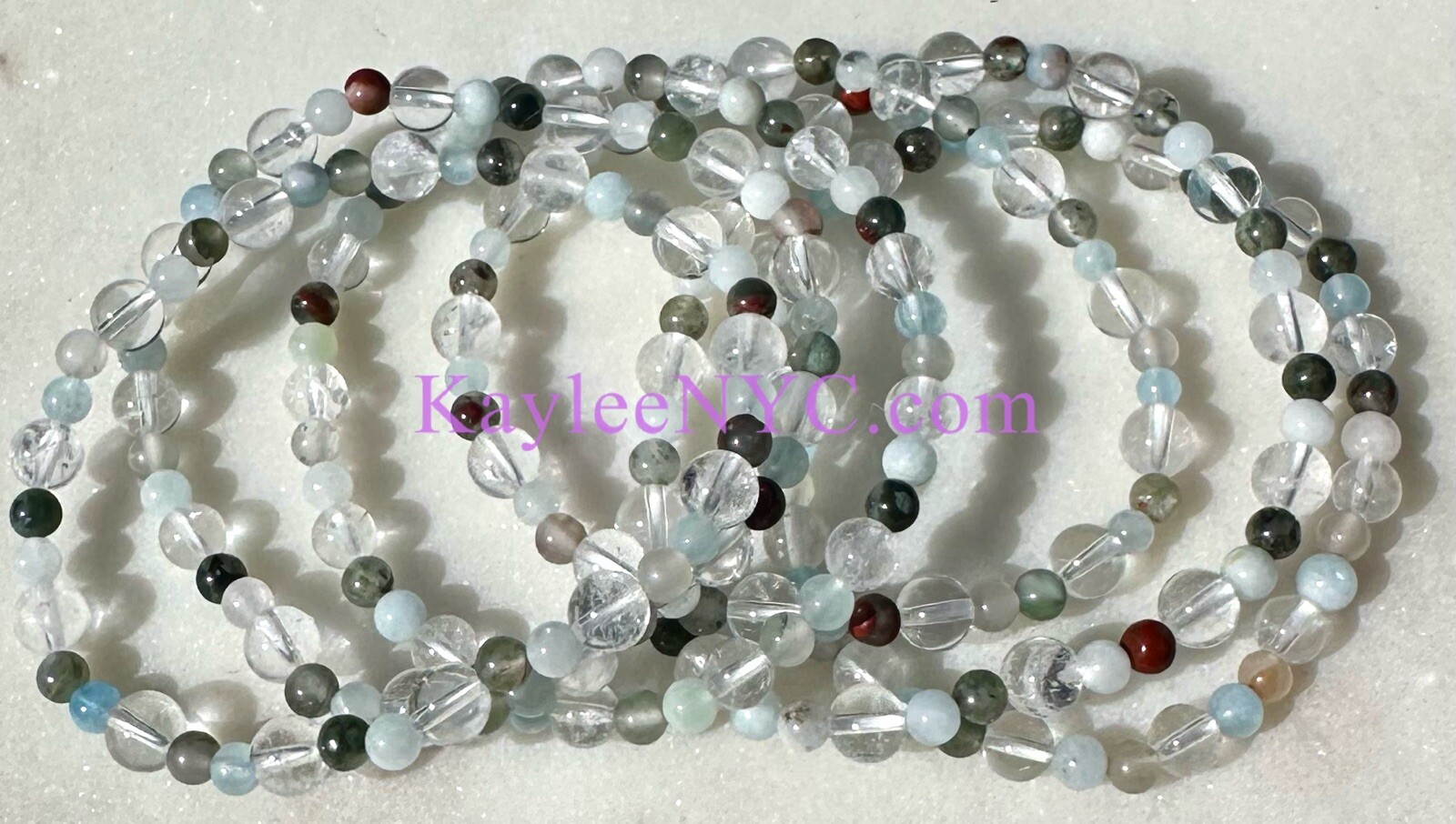 Wholesale Lot 6 Pcs Natural Crystal Aries Zodiac Stretch Bracelet Healing