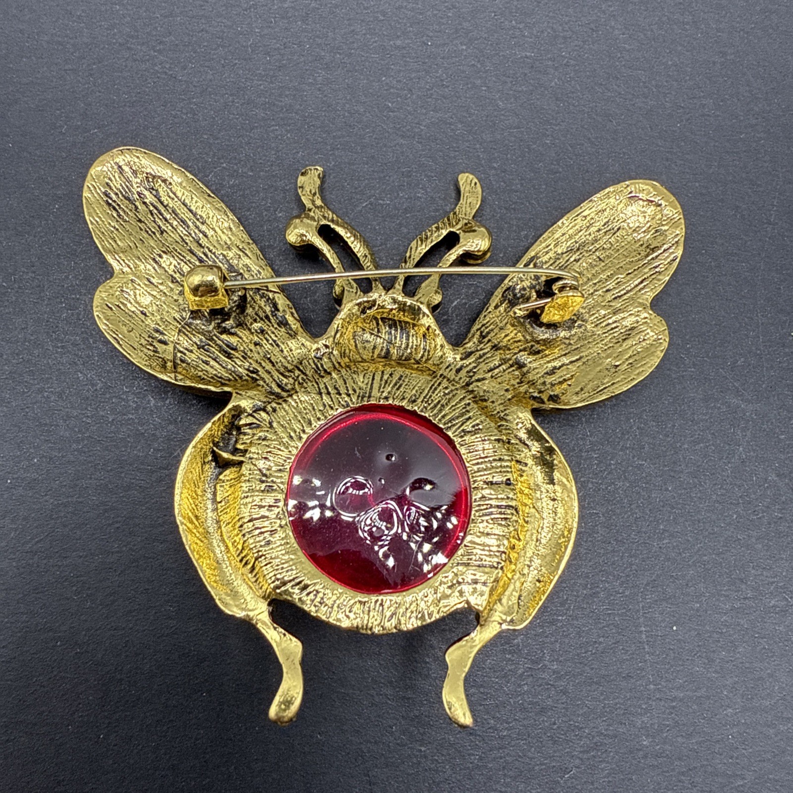 Large Bee Brooch Pin Pink Belly Colorful Wings J26