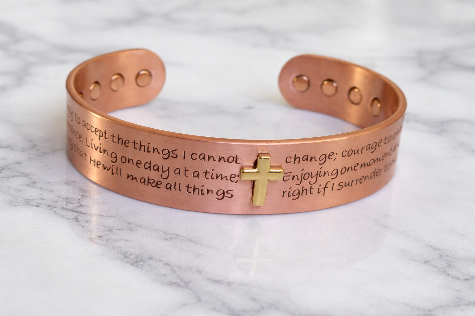 Cross Prayers Pure Copper Magnetic Bracelet Arthritis Pain Therapy Energy Cuff