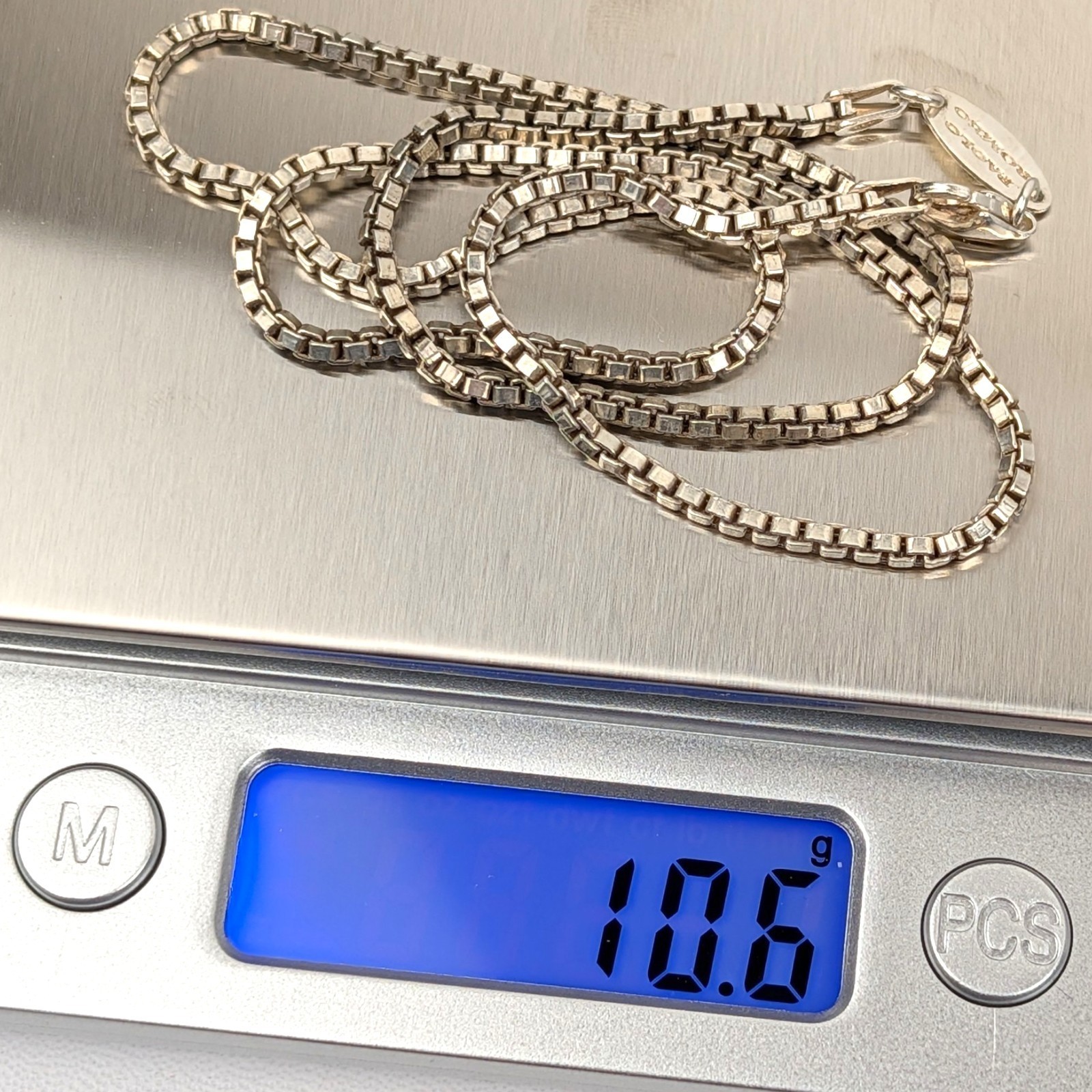 Paolo Romeo 17.5″ Sterling Silver 2mm Box Chain Necklace 10.6 Grams Italy