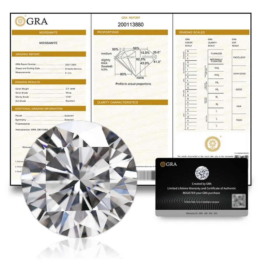 3-15mm VVS1 D Color Round Loose Moissanite Real Gem Stone GRA Certificate