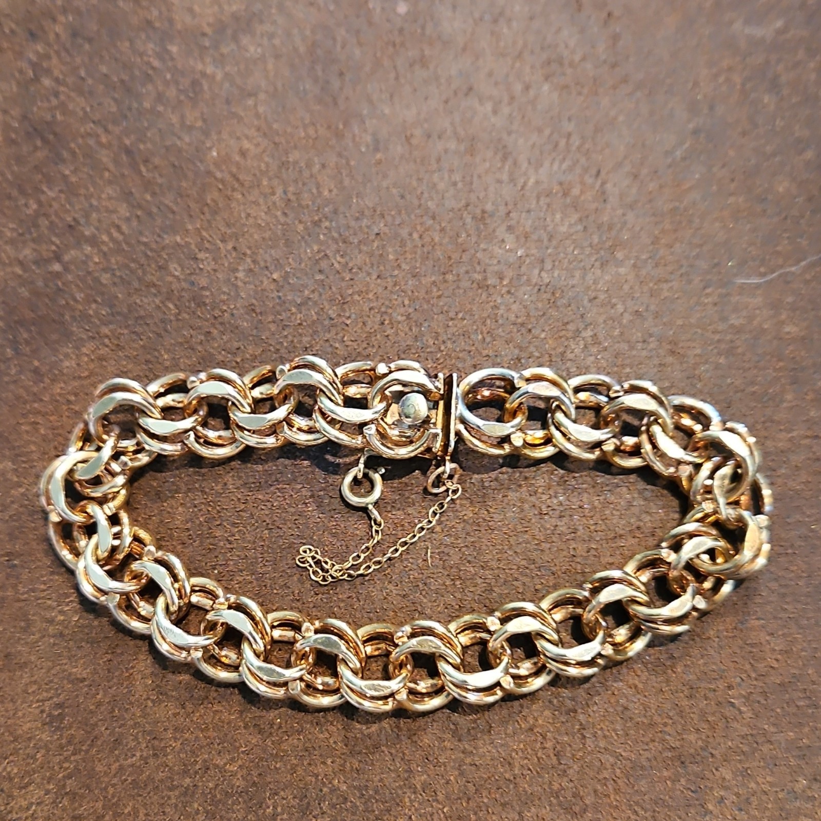 Vintage 12K Gold Filled Bismarck Double Link Bracelet 22.85g 7.5″ Heavy 1/20