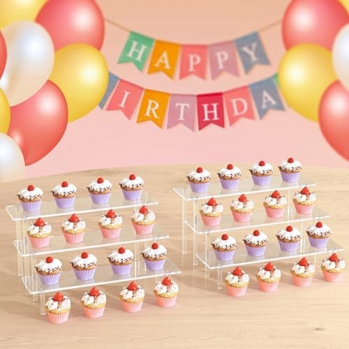3 Tier Acrylic Display Risers, Large Perfume Organizer Stand, Clear