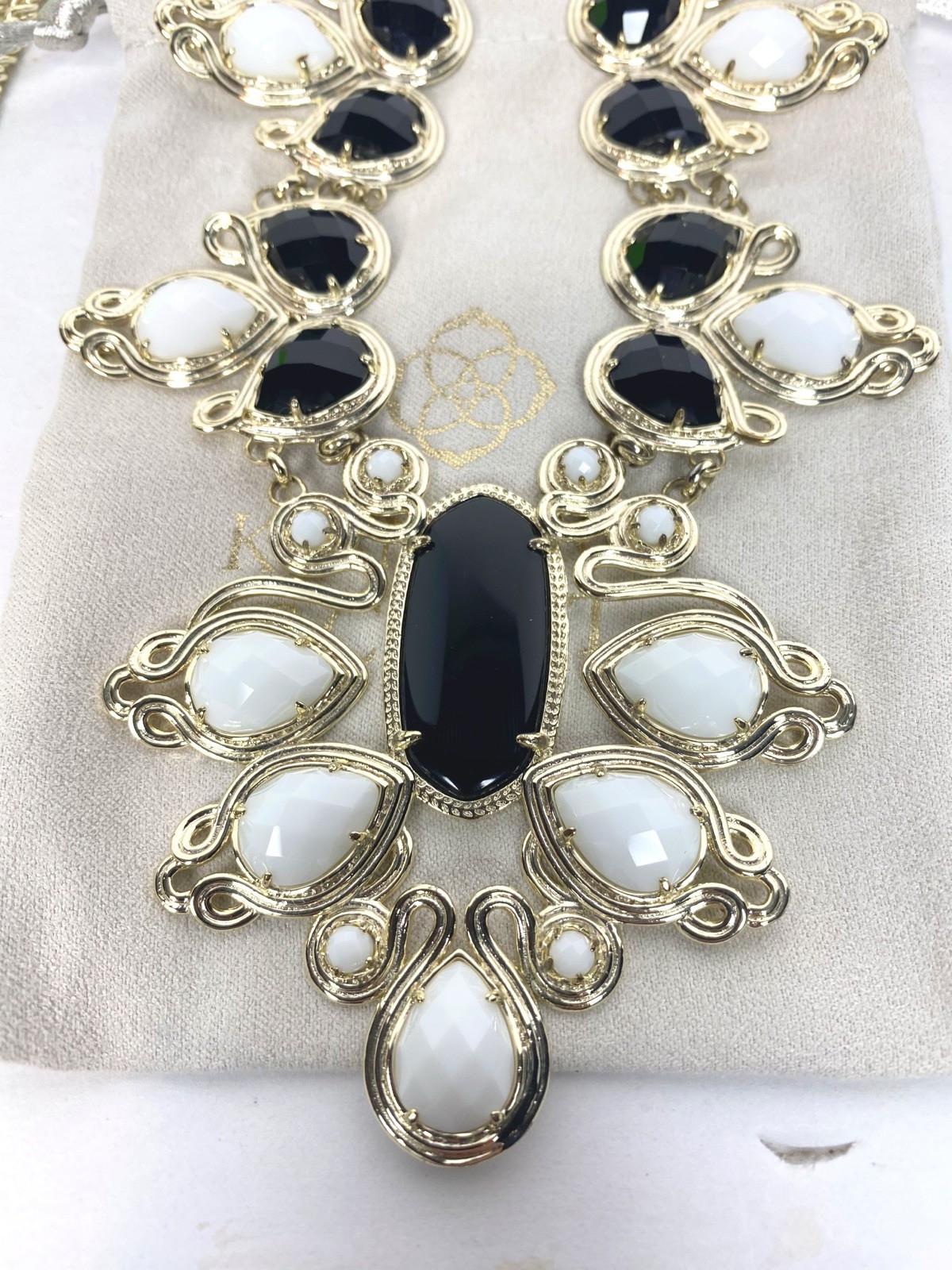 Kendra Scott Tedi Statement Necklace Mystic Bazaar Black Onyx Ivory Gold