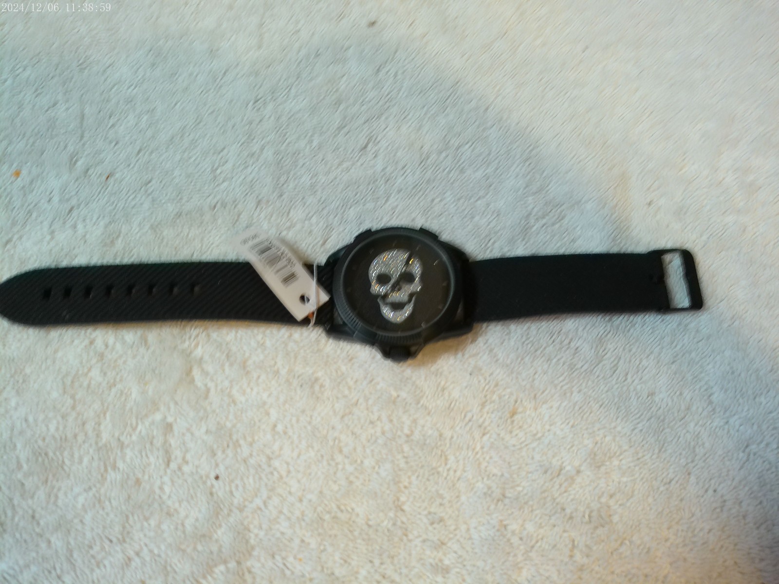 Ed Hardy Men’s Bling Skull Watch Black Rubber Strap Brand ” SEE DETAILS & PICS “