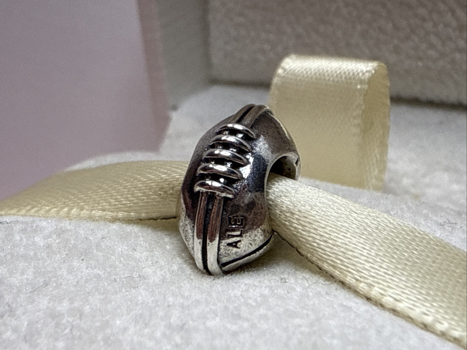 164B NWOT AUTH PANDORA SS FOOTBALL CHARM #790384 RETIRED!