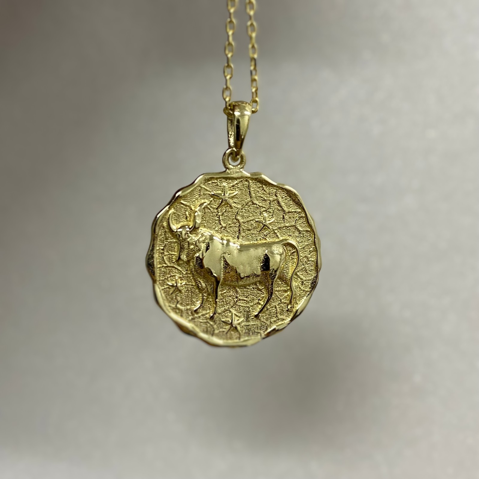 Zodiac Bull Coin Pendant Silver 925 / 9K / 10K Gold – Pendant Only, No Chain