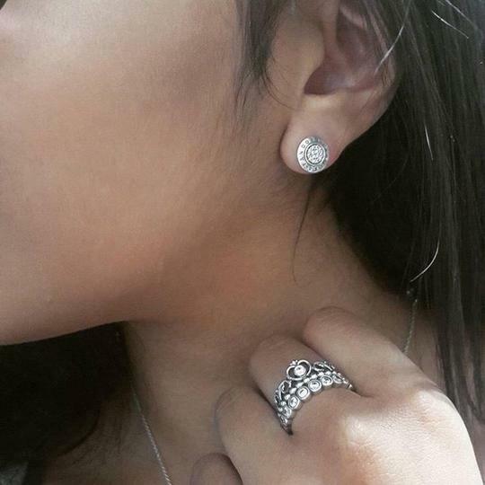 Brand New Genuine Pandora Signature Pandora Logo Stud CZ Earrings 290559CZ