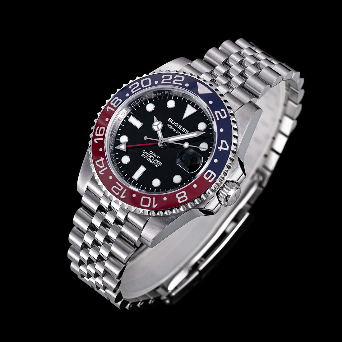 SUGESS S420-2 GMT Automatic Steel Black Blue Red Date Sapphire Men’s Watch