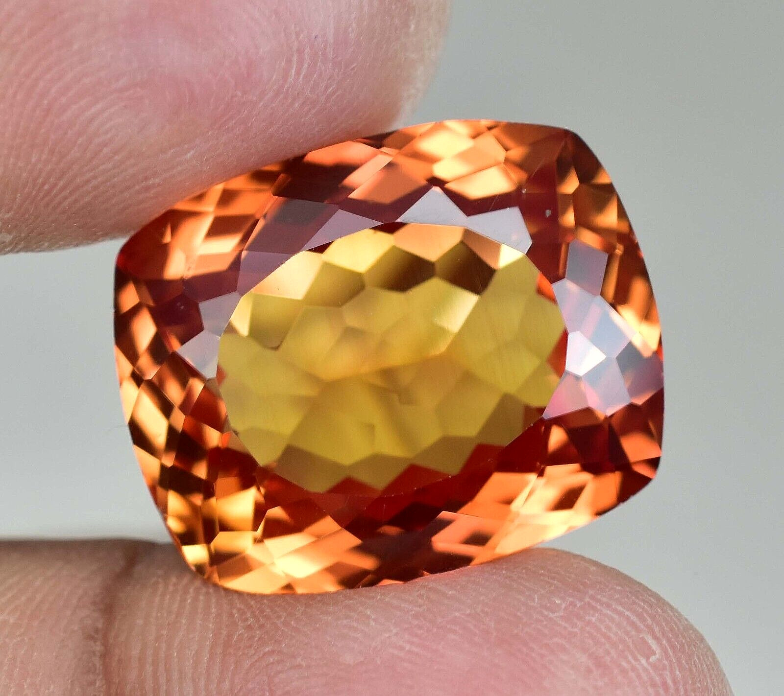 FLAWLESS Natural Padparadscha Sapphire 31.90 Ct Cushion Certified Loose Gemstone