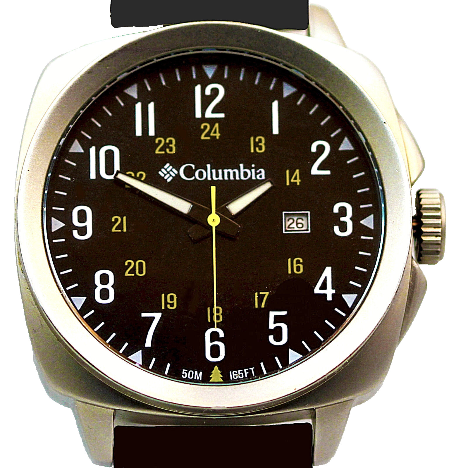 New Columbia, 12/24 Hour Date Extra Big Dial, Rubber Band, Cornerstone Watch $89