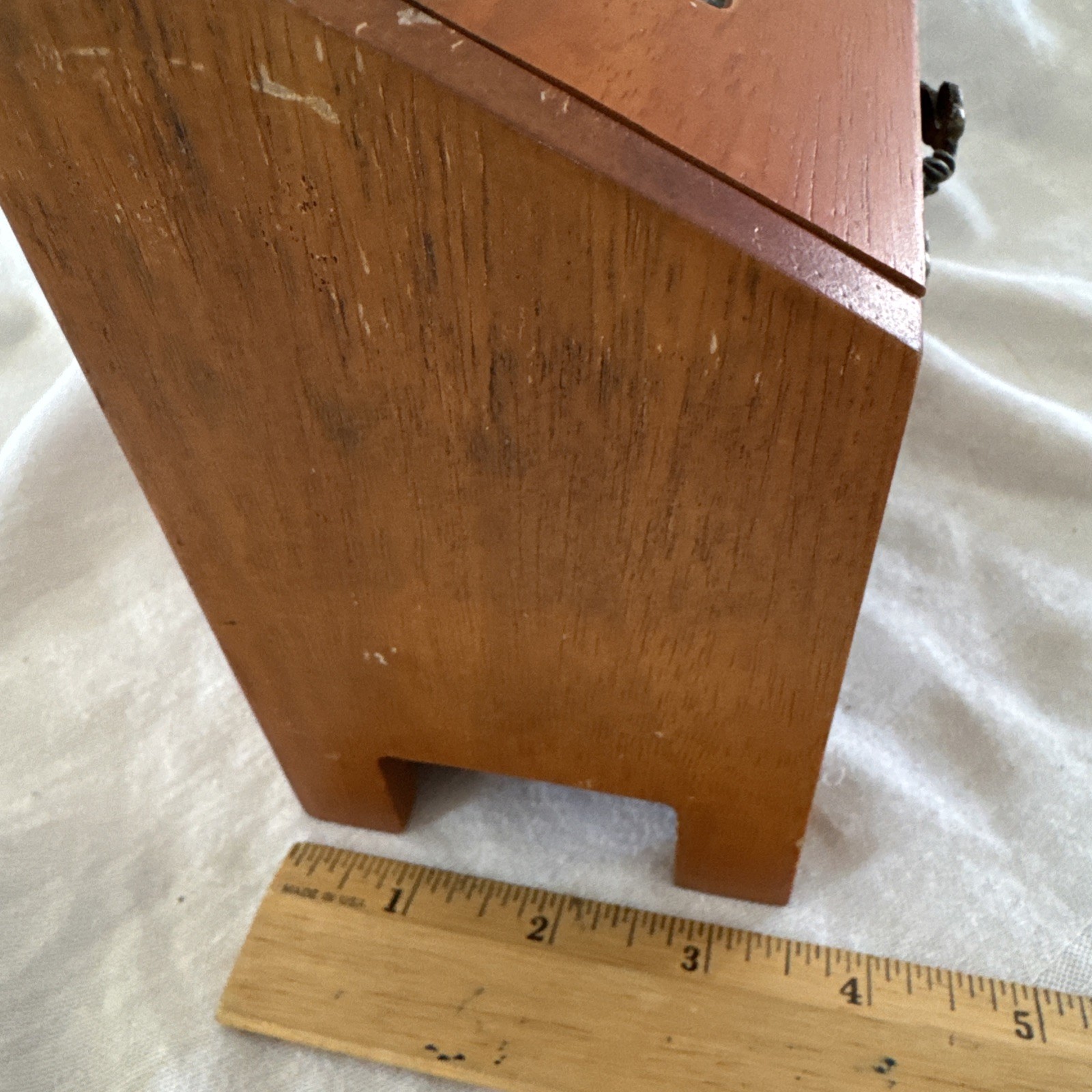 Small Wood Jewelry Box Tilting Mirror 3 Drawer Vanity Organizer Photo Holder 6”