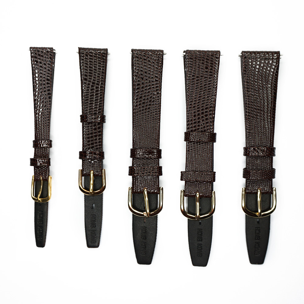 12 14 16 17 18 19 20 21mm Watch Band Strap Lizard Calf Leather Dark Brown Women