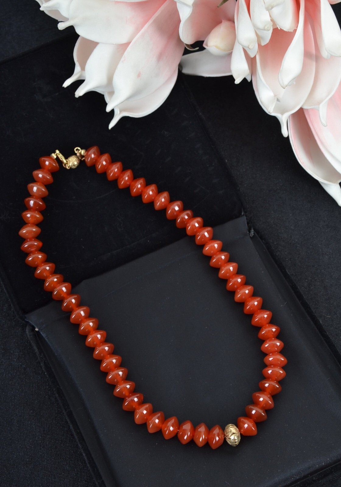 Real Pearl Necklace Agate Beads Terracotta 123g 52cm Long Gemstone Jewellery